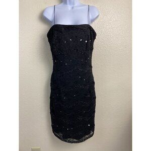 JS COLLECTIONS Black Lace Cocktail Dress 6 Petite Whimsigoth Fairy Grunge Y2K 90